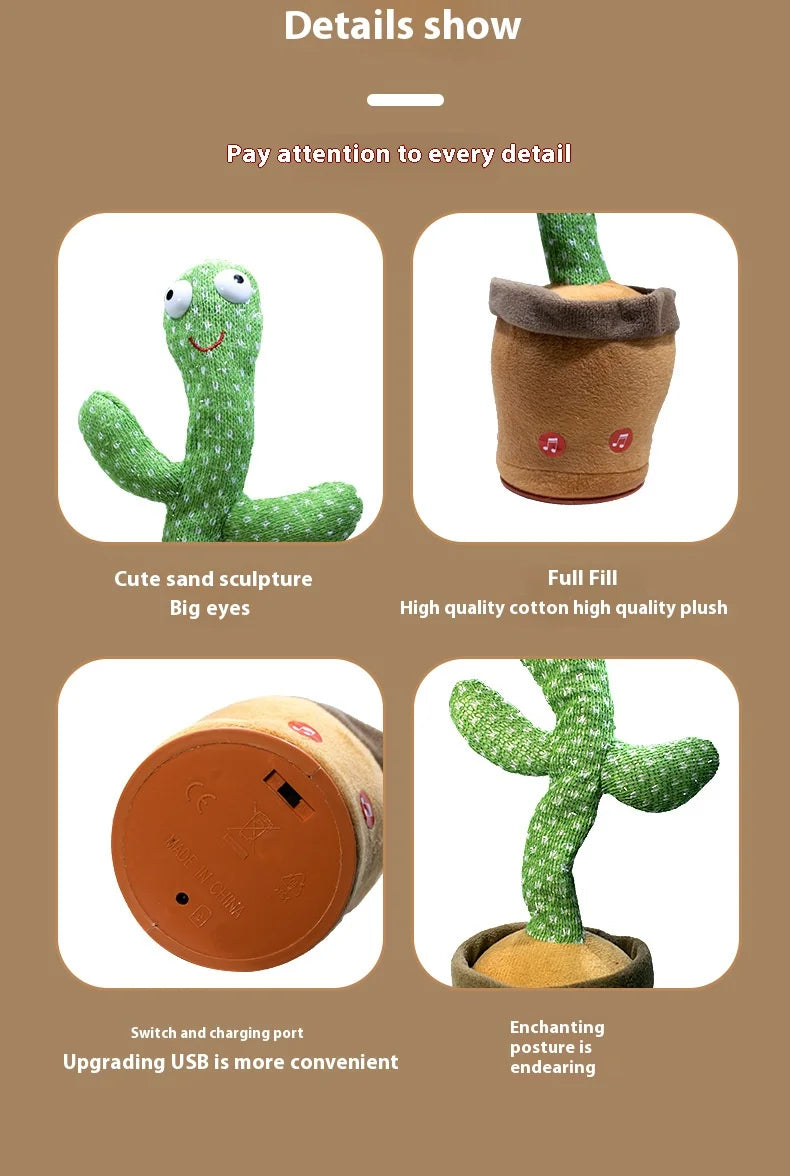 Dancing Cactus Plush Toy - Singing, Learning, Speaking & Twisting Cactus doll