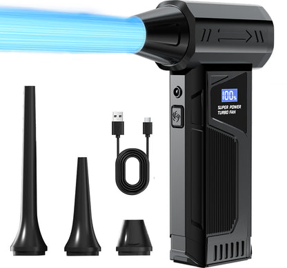 Wireless Jet Fan 990,000RPM Brush-less Motor Turbo Jet Blower Car Vacuum Cleaner Lighting/Digital Display