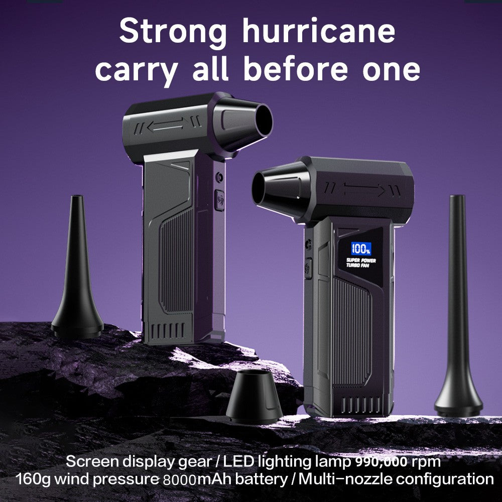 Wireless Jet Fan 990,000RPM Brush-less Motor Turbo Jet Blower Car Vacuum Cleaner Lighting/Digital Display