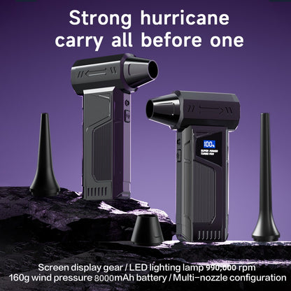 Wireless Jet Fan 990,000RPM Brush-less Motor Turbo Jet Blower Car Vacuum Cleaner Lighting/Digital Display