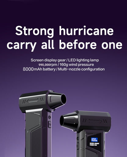 Wireless Jet Fan 990,000RPM Brush-less Motor Turbo Jet Blower Car Vacuum Cleaner Lighting/Digital Display