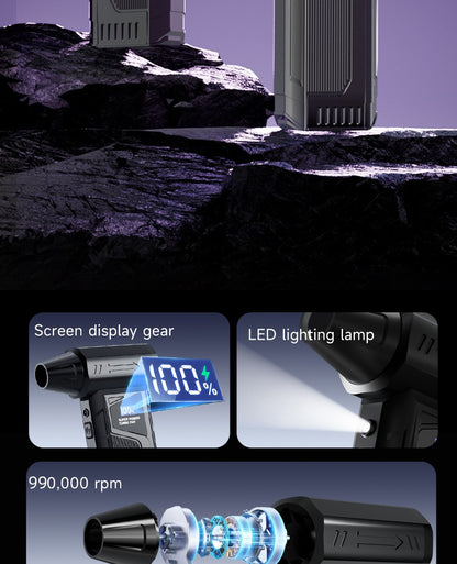 Wireless Jet Fan 990,000RPM Brush-less Motor Turbo Jet Blower Car Vacuum Cleaner Lighting/Digital Display