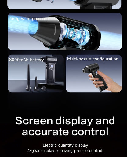 Wireless Jet Fan 990,000RPM Brush-less Motor Turbo Jet Blower Car Vacuum Cleaner Lighting/Digital Display