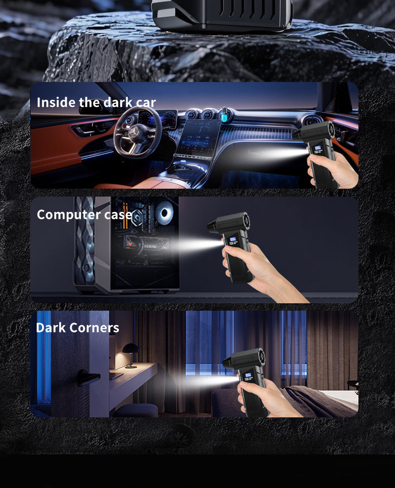 Wireless Jet Fan 990,000RPM Brush-less Motor Turbo Jet Blower Car Vacuum Cleaner Lighting/Digital Display