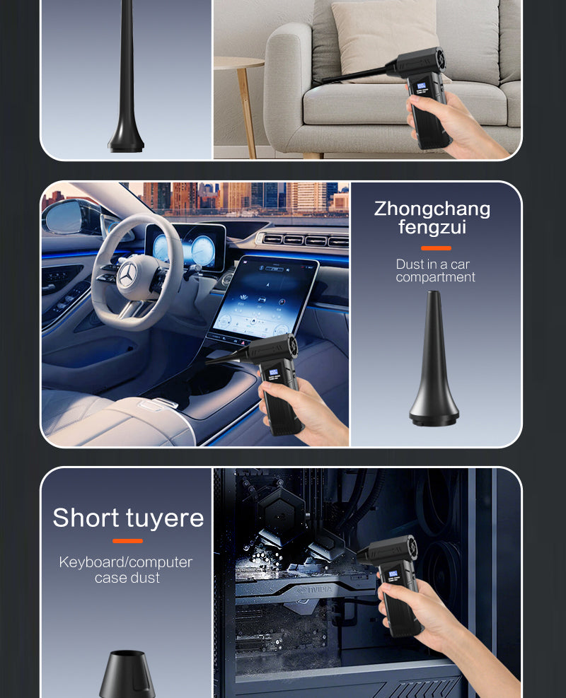 Wireless Jet Fan 990,000RPM Brush-less Motor Turbo Jet Blower Car Vacuum Cleaner Lighting/Digital Display