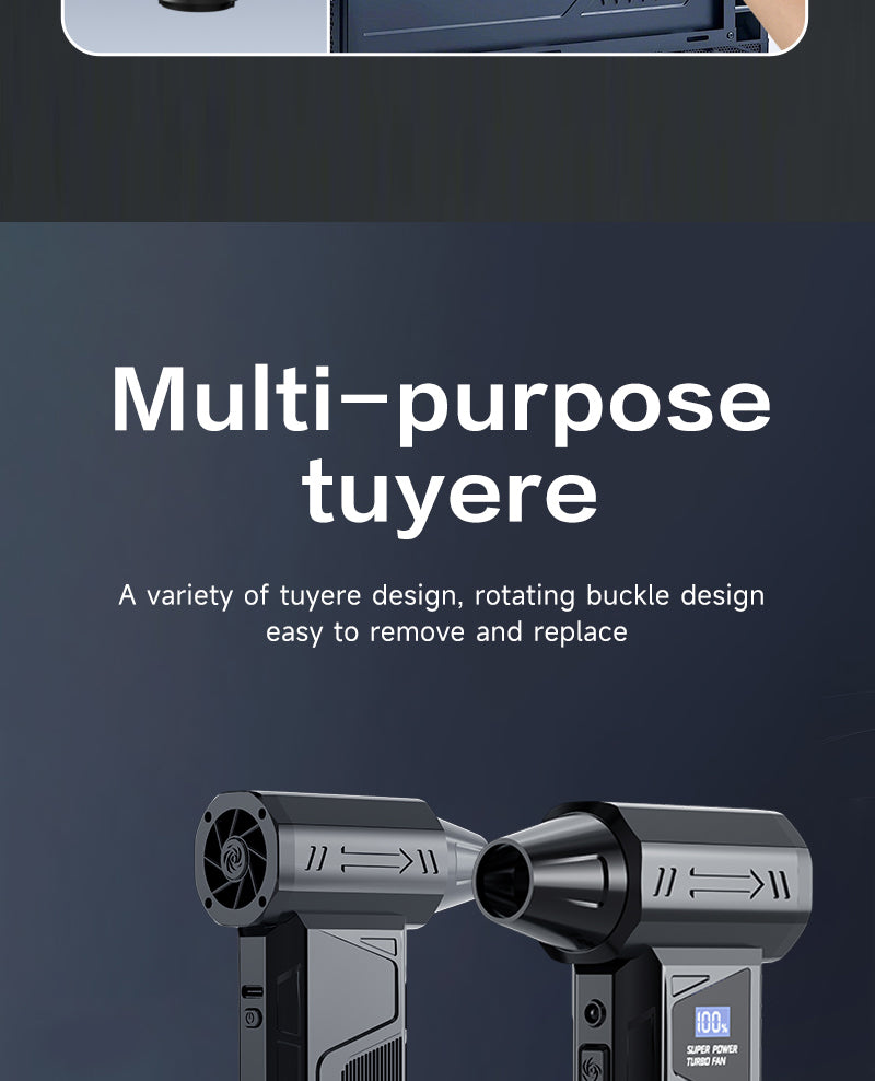 Wireless Jet Fan 990,000RPM Brush-less Motor Turbo Jet Blower Car Vacuum Cleaner Lighting/Digital Display