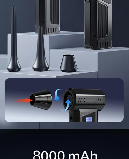 Wireless Jet Fan 990,000RPM Brush-less Motor Turbo Jet Blower Car Vacuum Cleaner Lighting/Digital Display