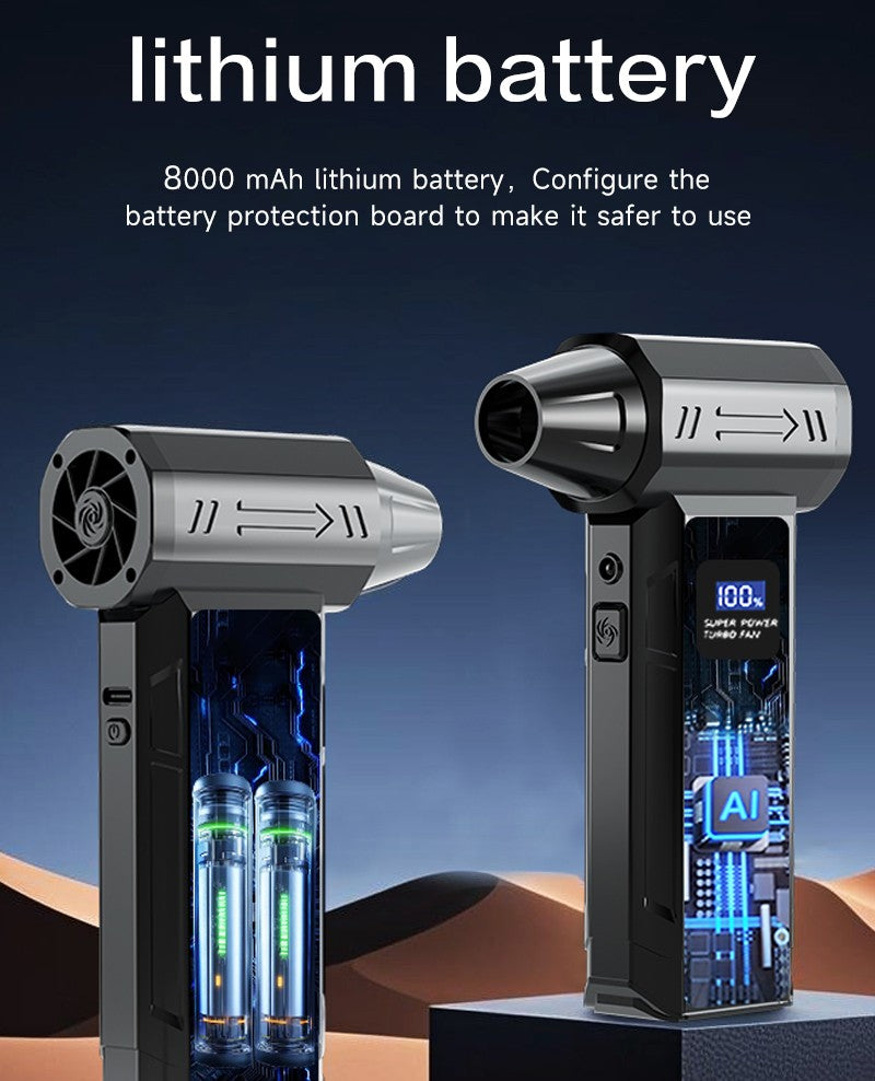 Wireless Jet Fan 990,000RPM Brush-less Motor Turbo Jet Blower Car Vacuum Cleaner Lighting/Digital Display