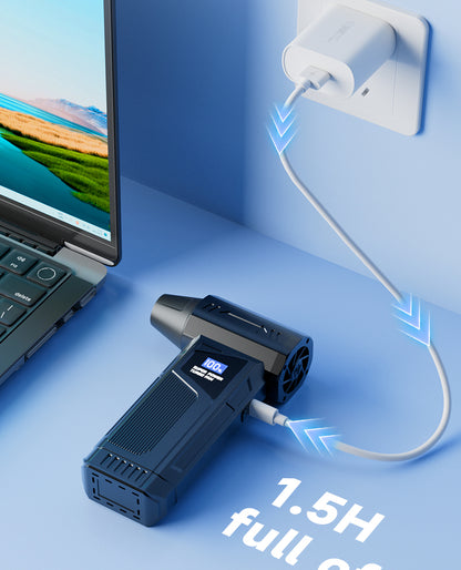 Wireless Jet Fan 990,000RPM Brush-less Motor Turbo Jet Blower Car Vacuum Cleaner Lighting/Digital Display