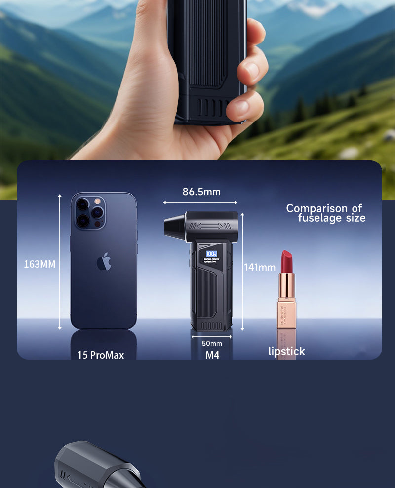 Wireless Jet Fan 990,000RPM Brush-less Motor Turbo Jet Blower Car Vacuum Cleaner Lighting/Digital Display