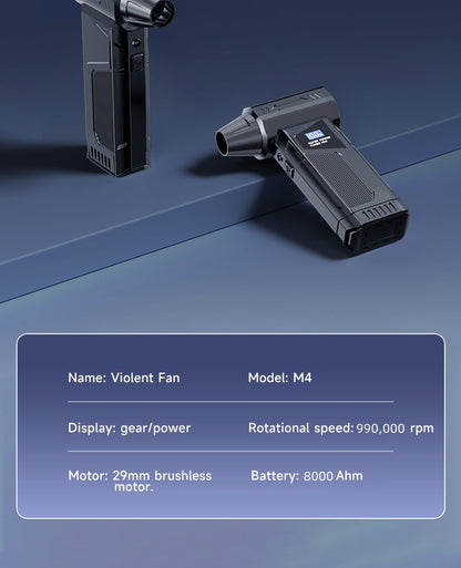 Wireless Jet Fan 990,000RPM Brush-less Motor Turbo Jet Blower Car Vacuum Cleaner Lighting/Digital Display