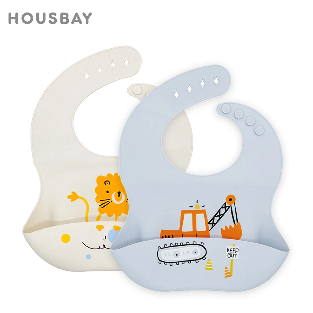 Waterproof Silicone Baby Bib – Soft, Adjustable & Cute Cartoon Design