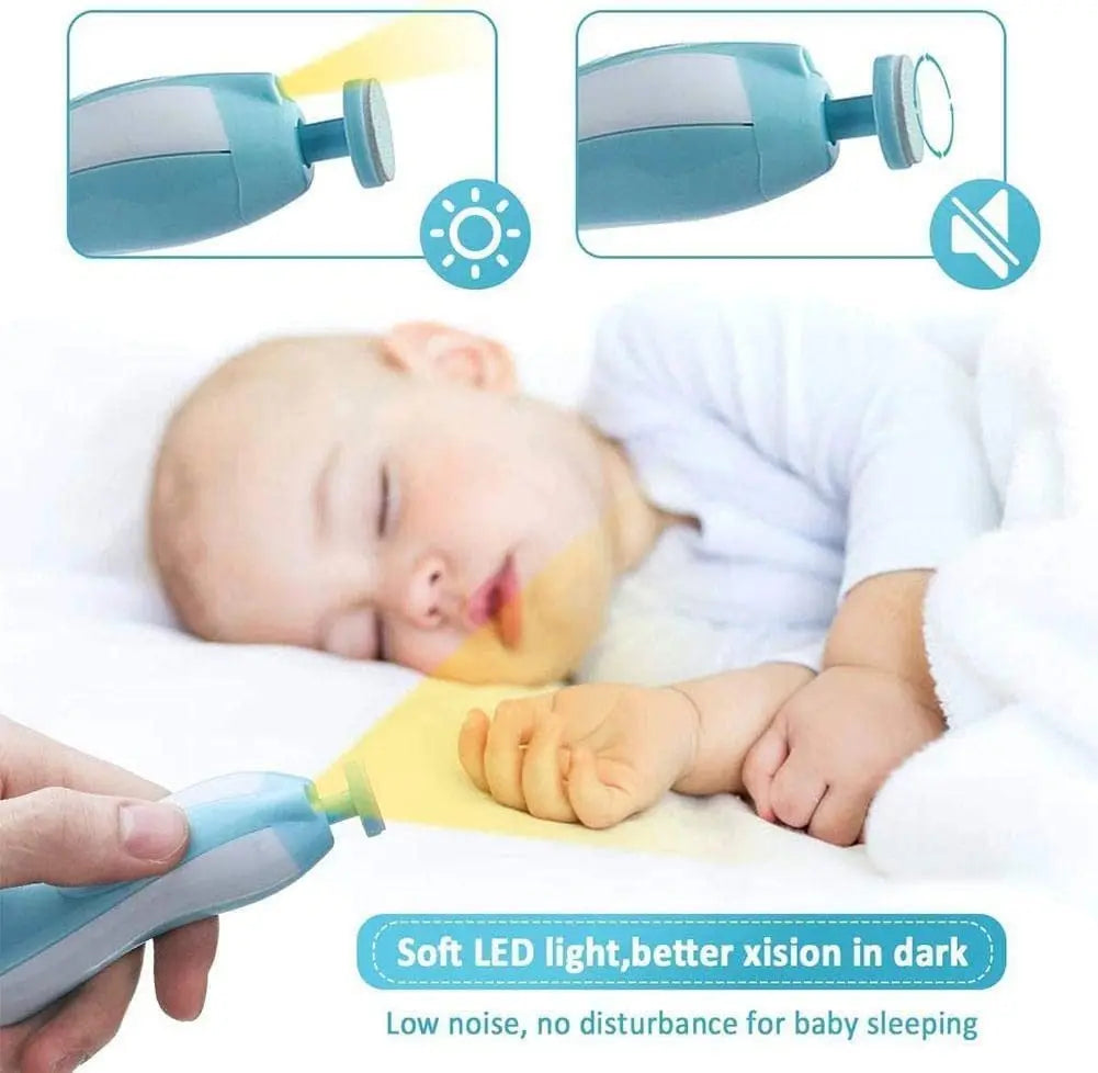 Gentle Electric Baby Nail Trimmer & Polisher – Safe Infant Manicure Set