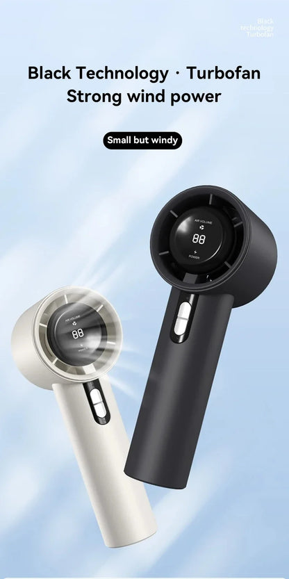 100-Speed Turbo Handheld Fan – Ultra Quiet, USB Rechargeable, Portable Mini Fan with LED Indicator