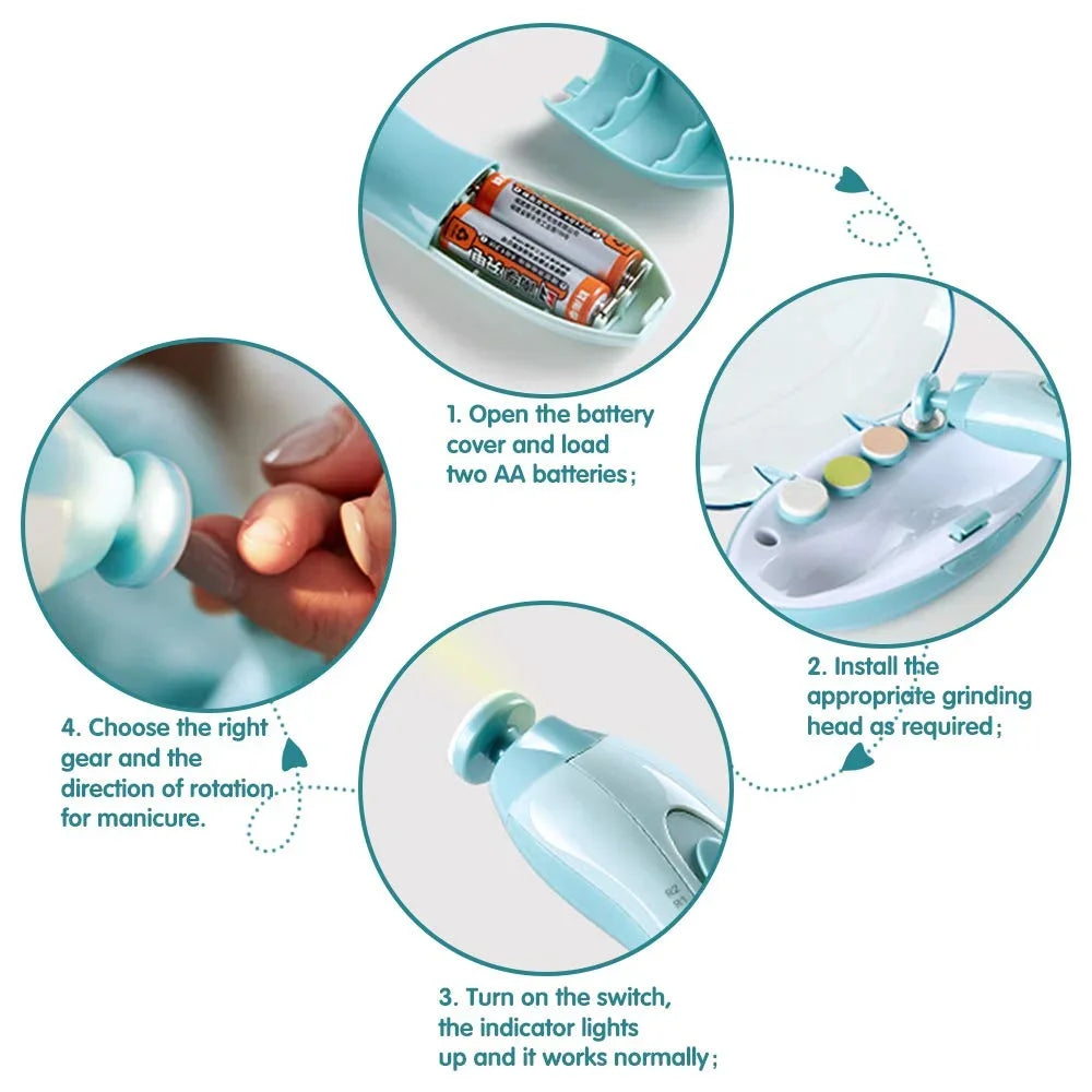 Gentle Electric Baby Nail Trimmer & Polisher – Safe Infant Manicure Set