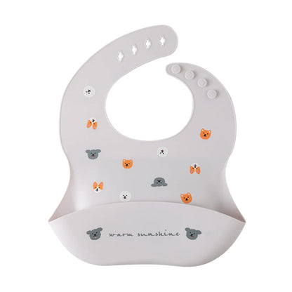 Waterproof Silicone Baby Bib – Soft, Adjustable & Cute Cartoon Design
