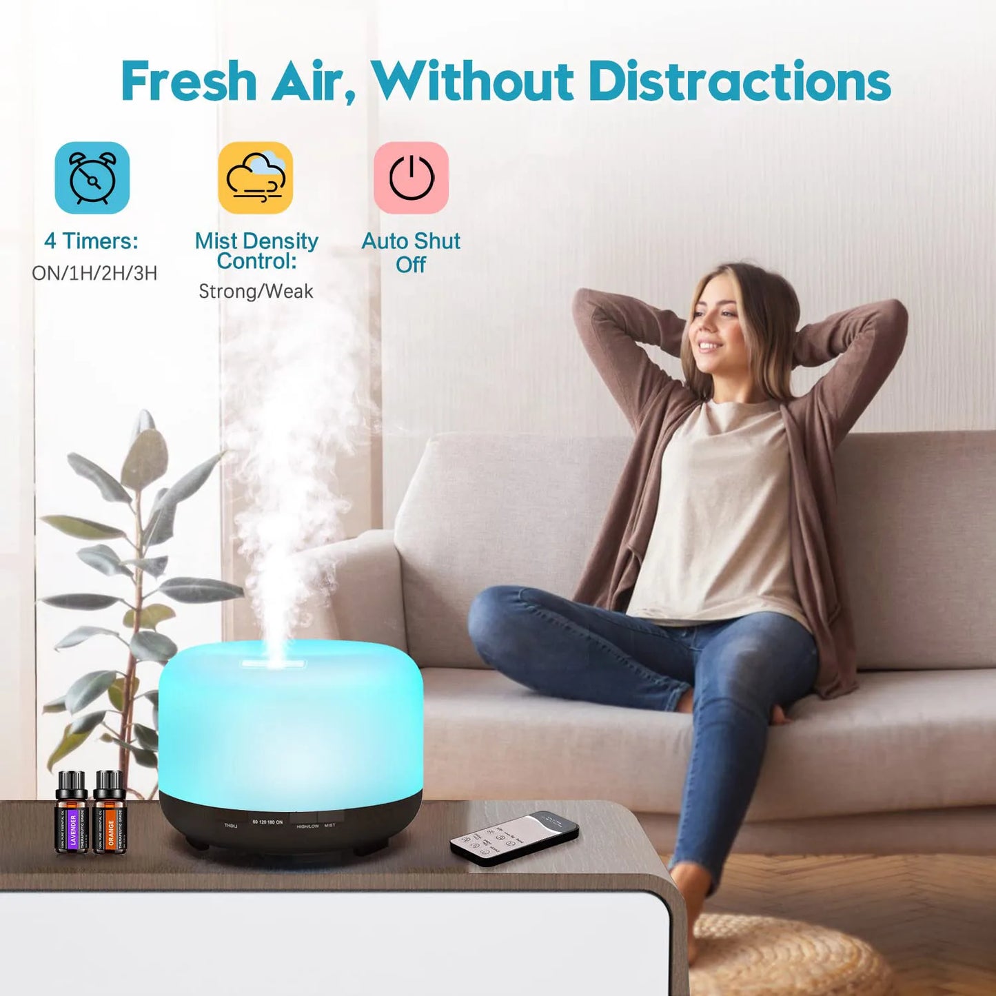 500ML Aroma Diffuser with 6x10ML Essential Oils – Ultrasonic Humidifier & Air Freshener Gift Set