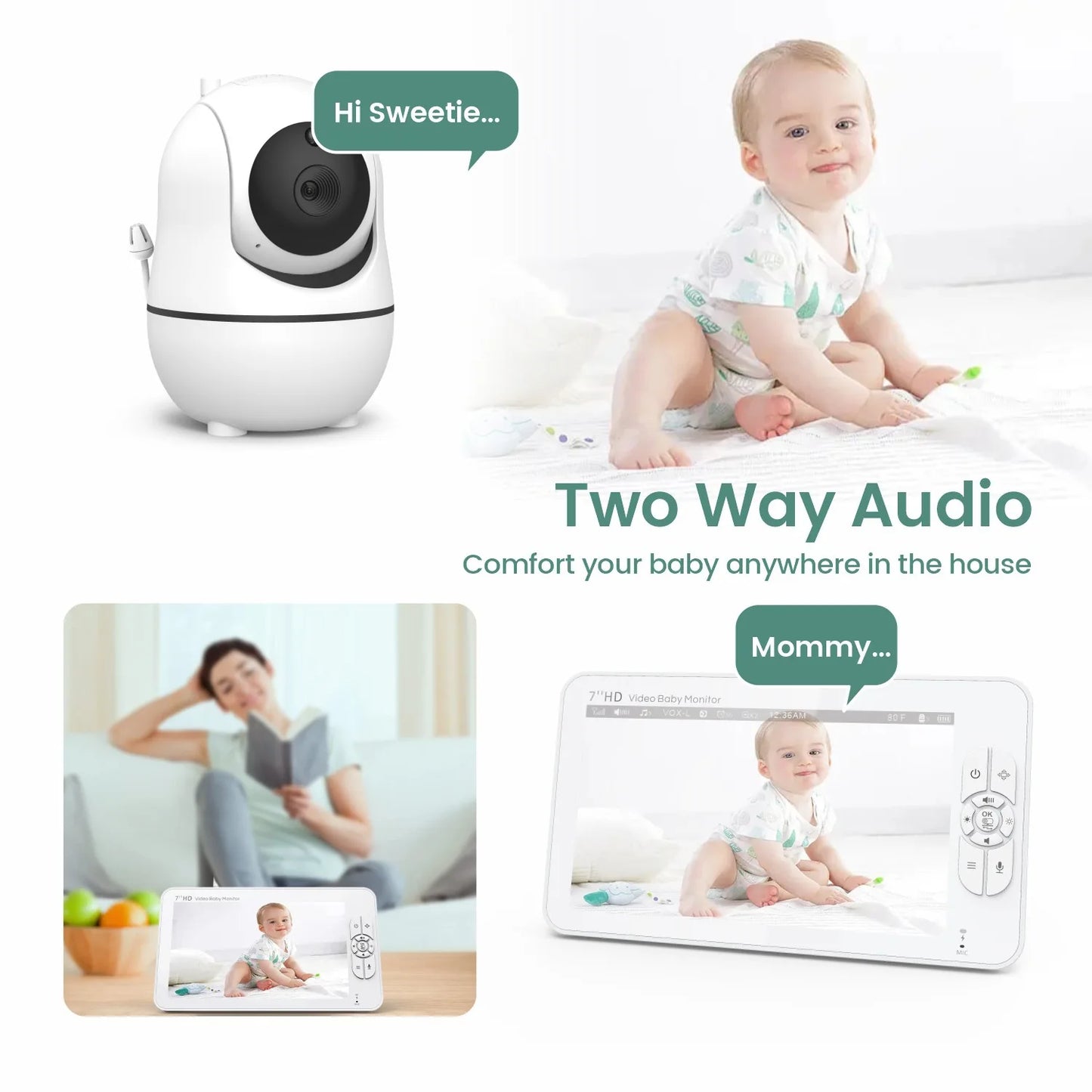 7” Split-Screen Baby Monitor with Dual Cameras (SM70)