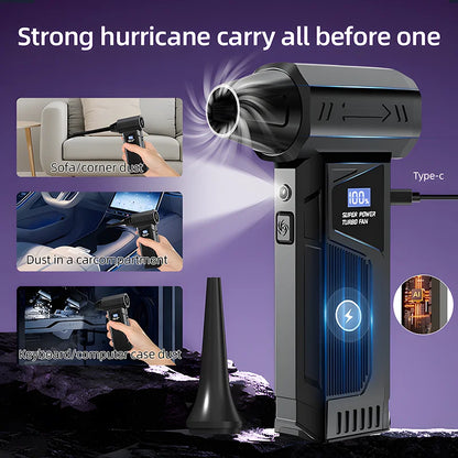 Powerful 130,000 RPM Turbo Jet Air Blower/Air Duster- For PC/Keyboard/Home/Car Cleaning
