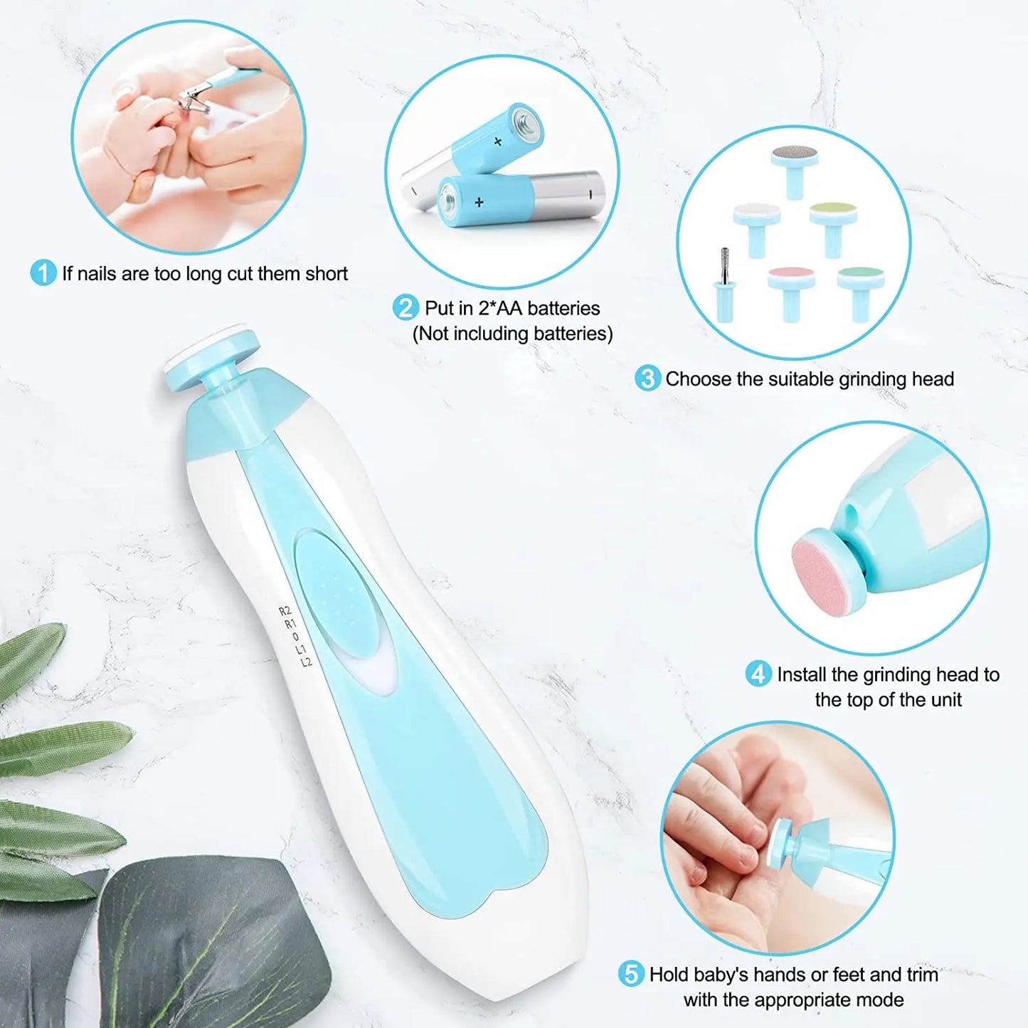 Gentle Electric Baby Nail Trimmer & Polisher – Safe Infant Manicure Set