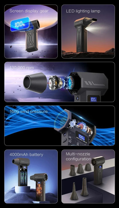 Powerful 130,000 RPM Turbo Jet Air Blower/Air Duster- For PC/Keyboard/Home/Car Cleaning