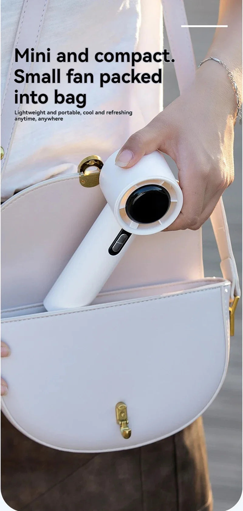 100-Speed Turbo Handheld Fan – Ultra Quiet, USB Rechargeable, Portable Mini Fan with LED Indicator