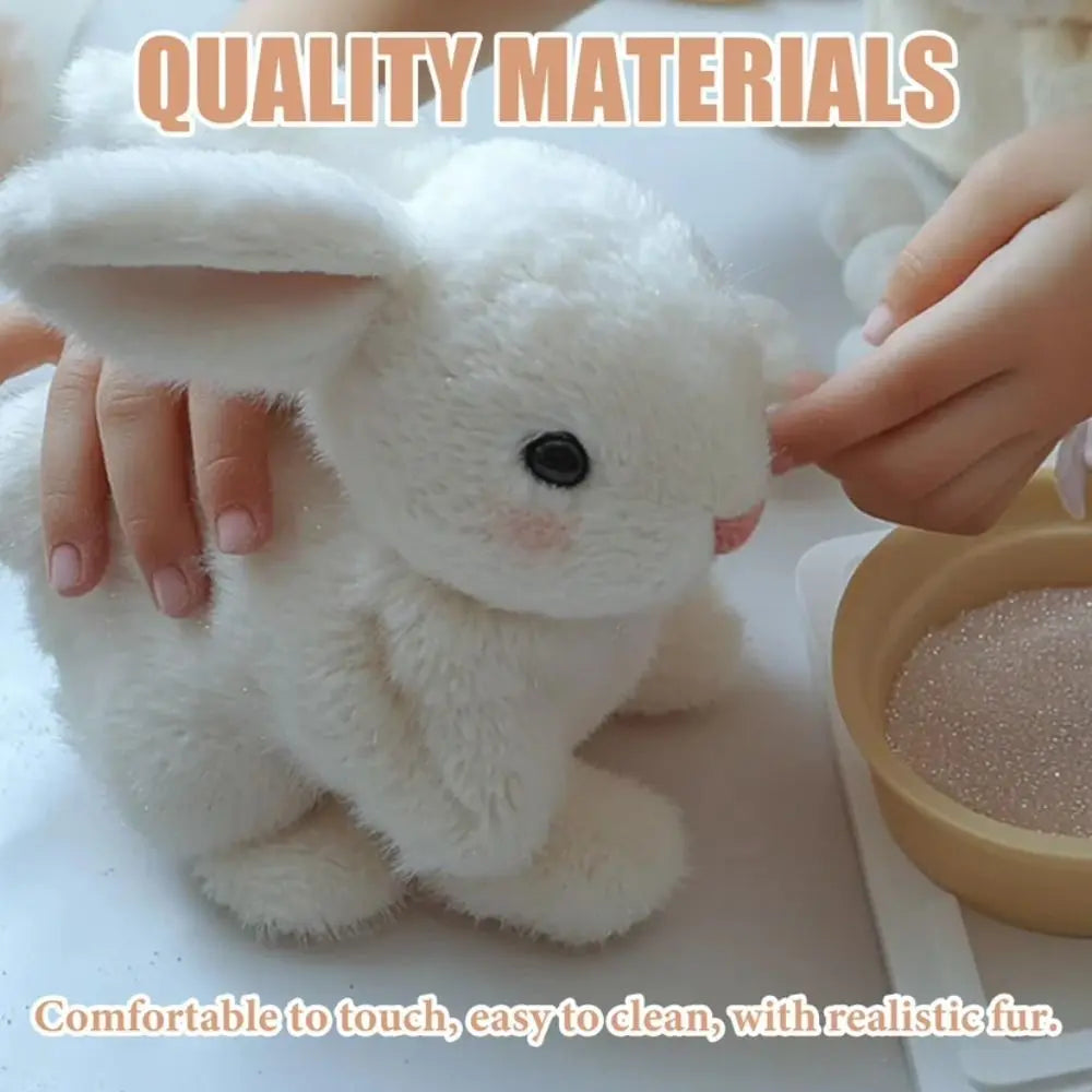 Cute electric plush bunny that hops, twitches, and wiggles like the real thing—endless fun without the mess!