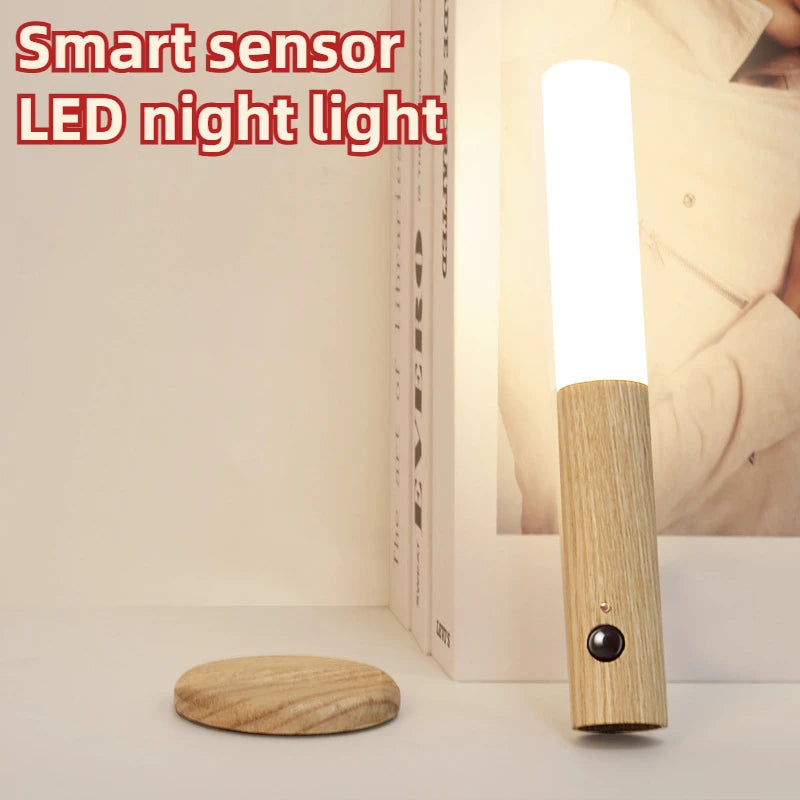 Motion Sensor LED Wooden Night Light – USB Powered