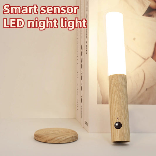 Motion Sensor LED Wooden Night Light – USB Powered