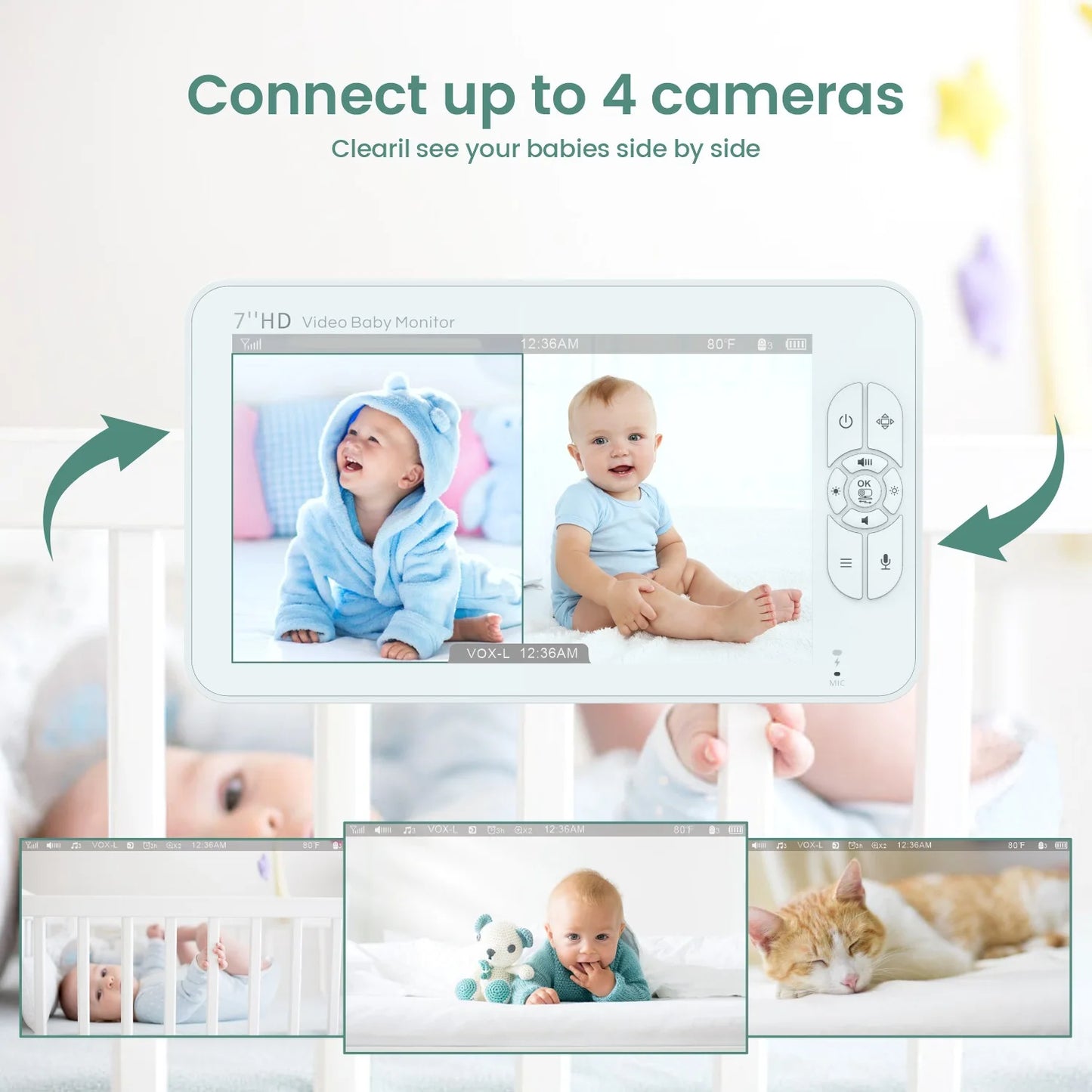 7” Split-Screen Baby Monitor with Dual Cameras (SM70)