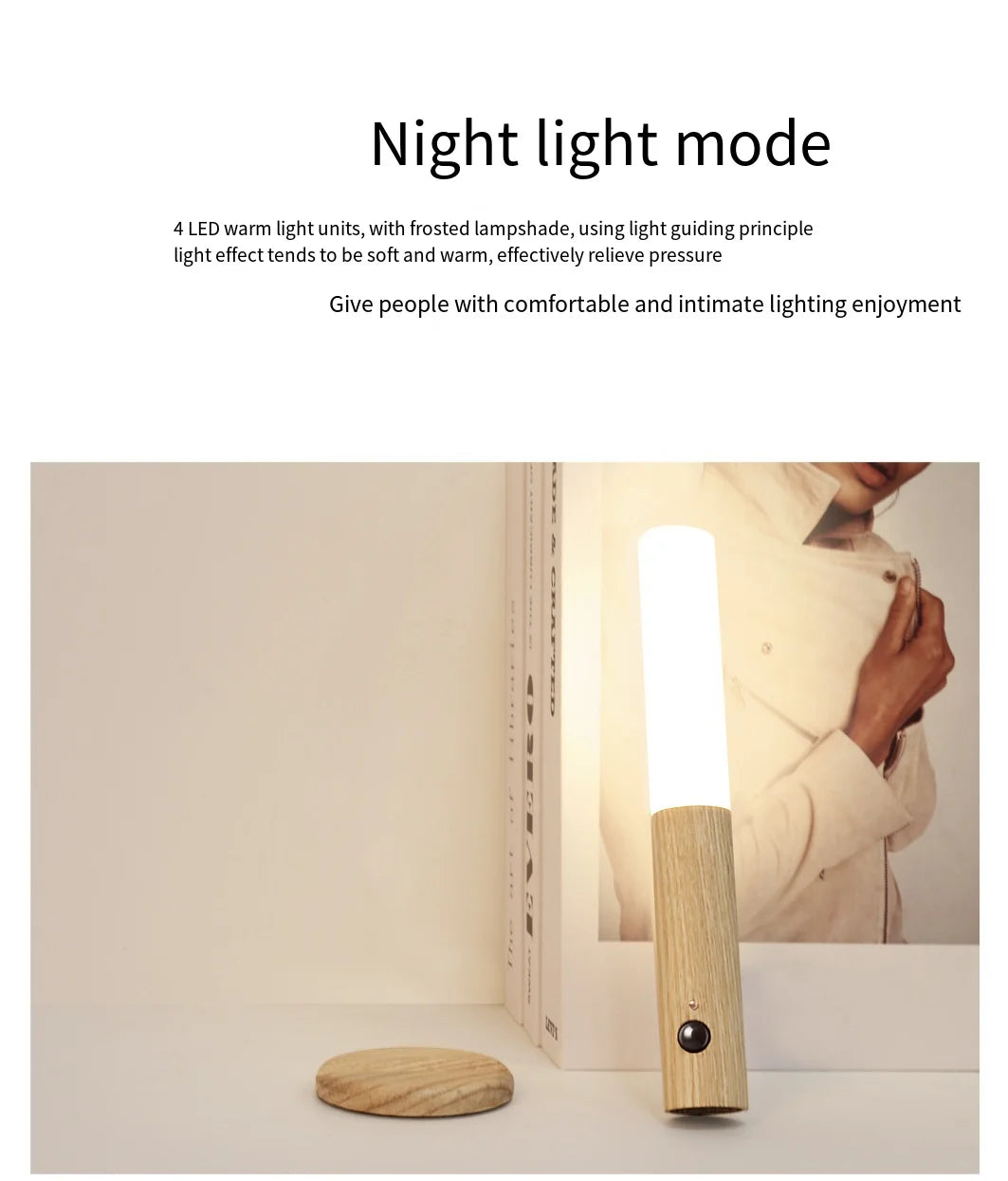Motion Sensor LED Wooden Night Light – USB Powered