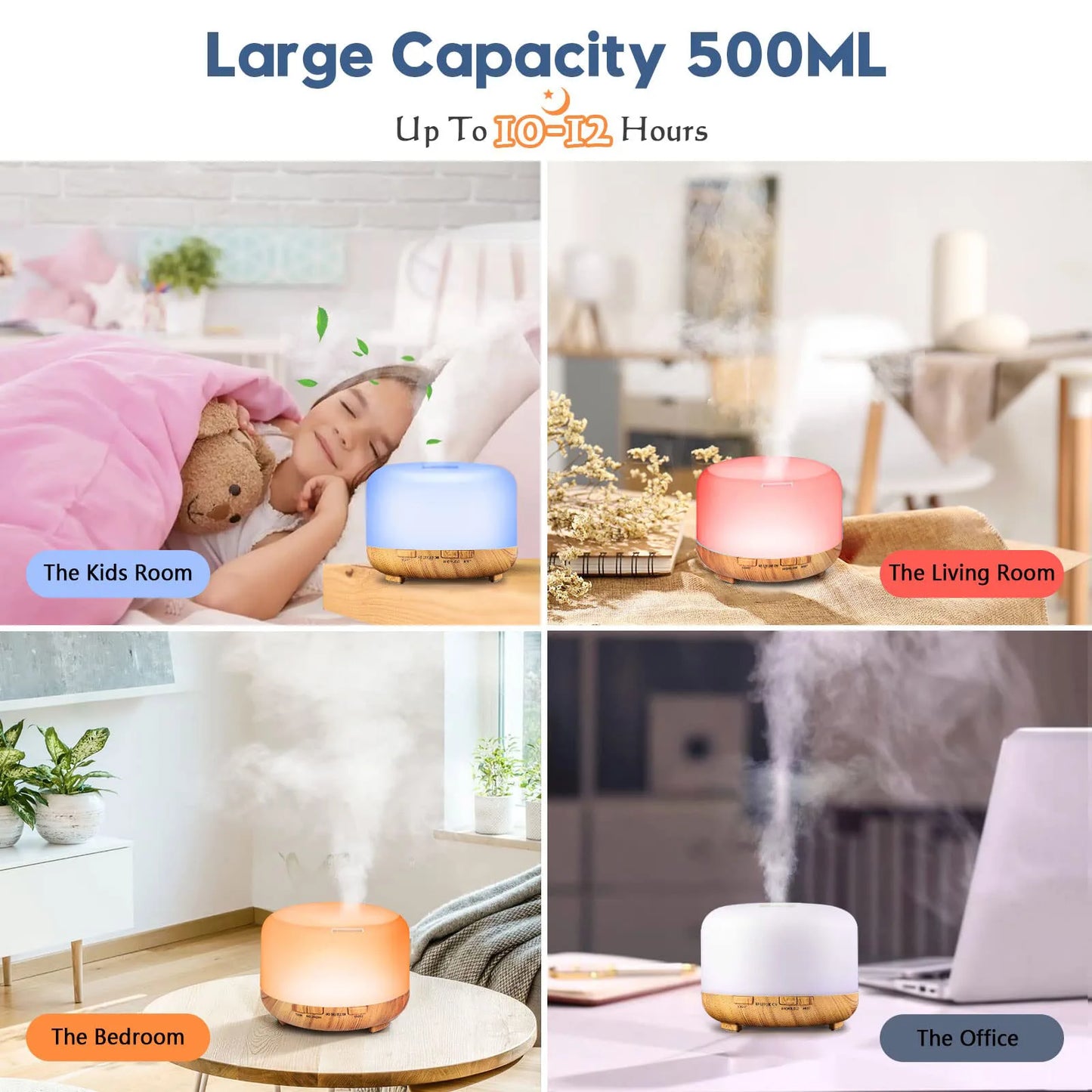 500ML Aroma Diffuser with 6x10ML Essential Oils – Ultrasonic Humidifier & Air Freshener Gift Set