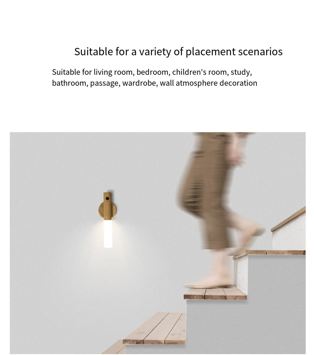 Motion Sensor LED Wooden Night Light – USB Powered