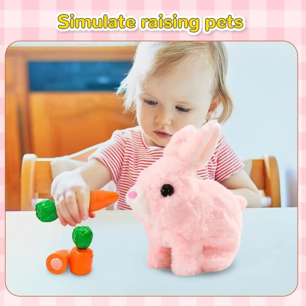 Cute electric plush bunny that hops, twitches, and wiggles like the real thing—endless fun without the mess!