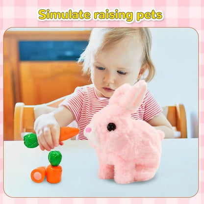 Cute electric plush bunny that hops, twitches, and wiggles like the real thing—endless fun without the mess!