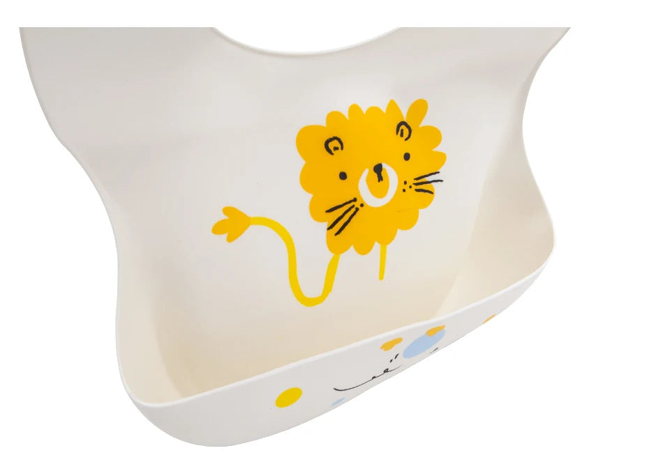 Waterproof Silicone Baby Bib – Soft, Adjustable & Cute Cartoon Design