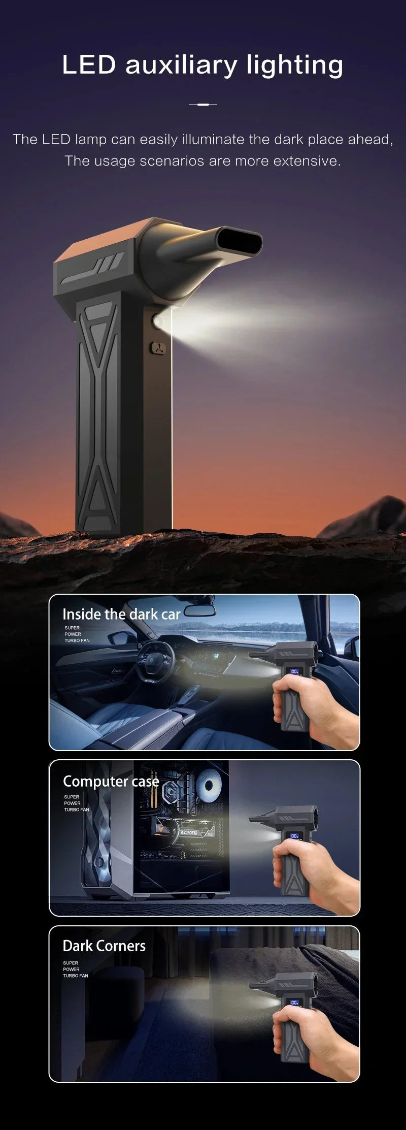 Powerful 130,000 RPM Turbo Jet Air Blower/Air Duster- For PC/Keyboard/Home/Car Cleaning