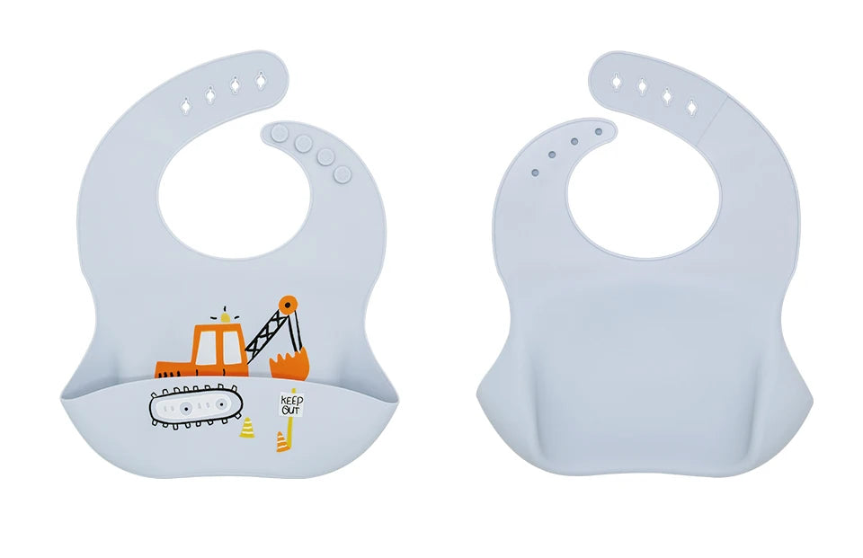 Waterproof Silicone Baby Bib – Soft, Adjustable & Cute Cartoon Design