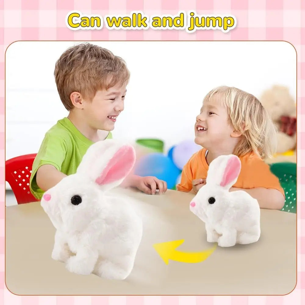 Cute electric plush bunny that hops, twitches, and wiggles like the real thing—endless fun without the mess!
