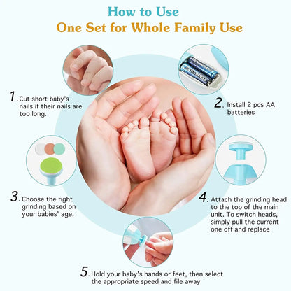Gentle Electric Baby Nail Trimmer & Polisher – Safe Infant Manicure Set