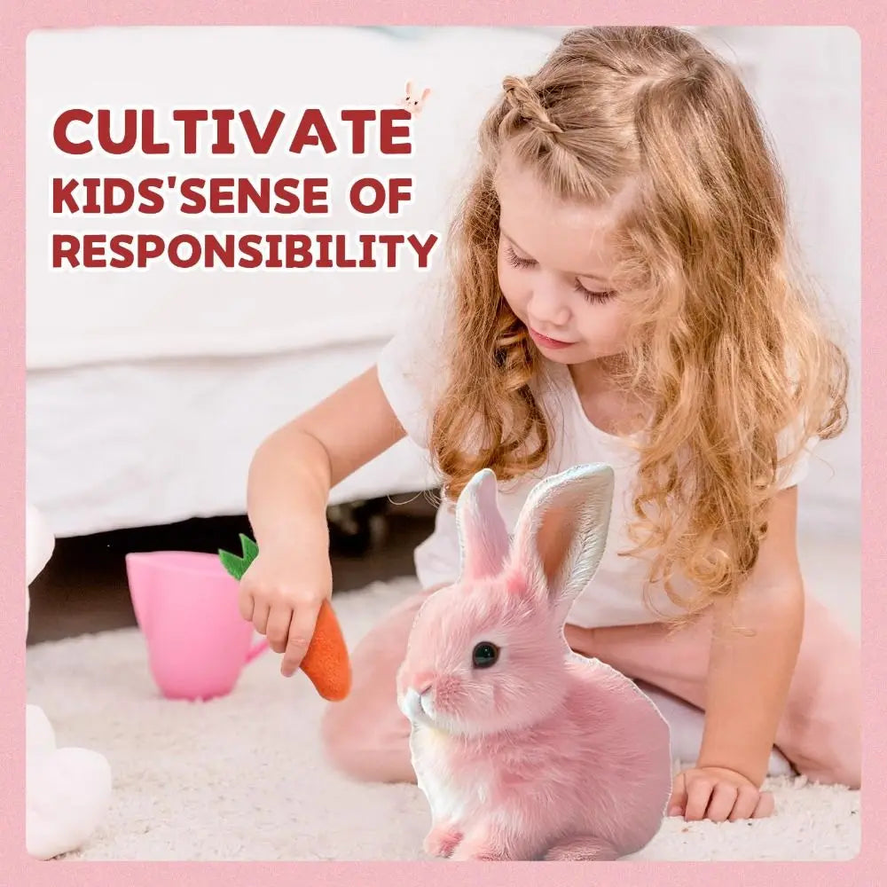 Cute electric plush bunny that hops, twitches, and wiggles like the real thing—endless fun without the mess!