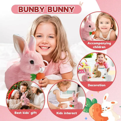 Cute electric plush bunny that hops, twitches, and wiggles like the real thing—endless fun without the mess!