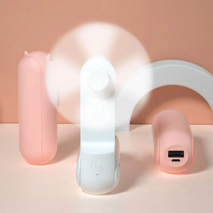 3-in-1 Portable Mini Handheld Fan – USB Rechargeable with Power Bank & Flashlight (4500mAh)