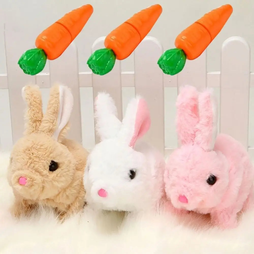 Cute electric plush bunny that hops, twitches, and wiggles like the real thing—endless fun without the mess!