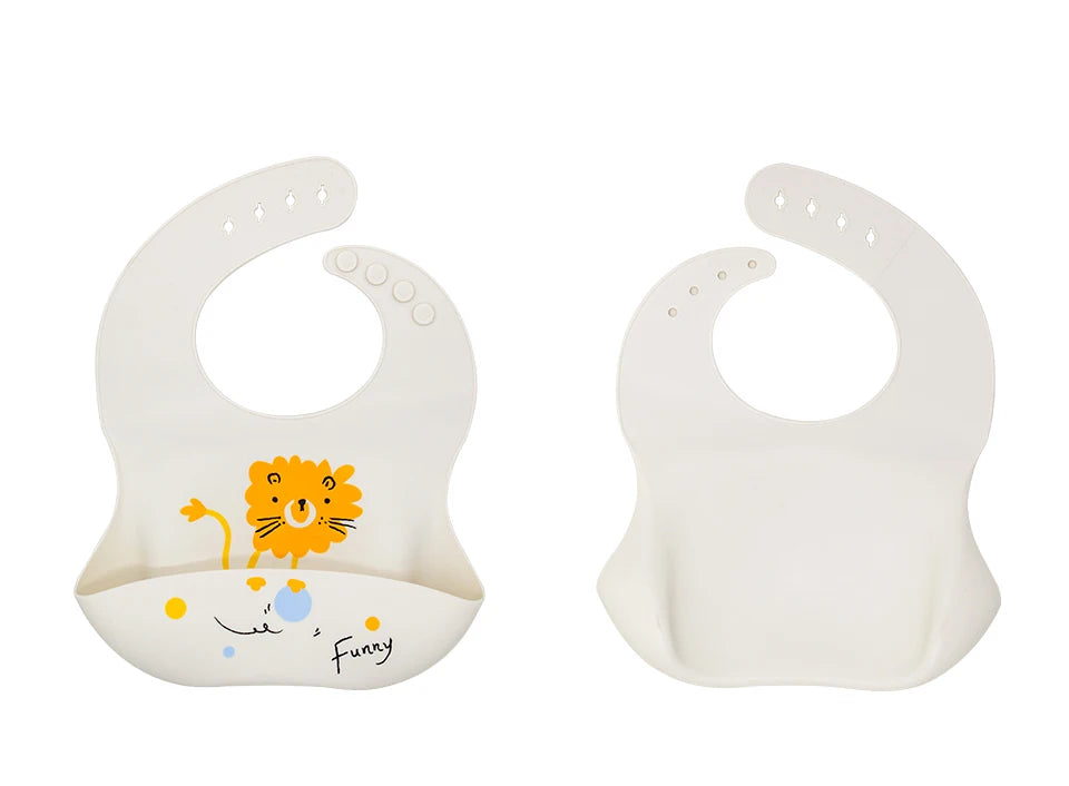Waterproof Silicone Baby Bib – Soft, Adjustable & Cute Cartoon Design