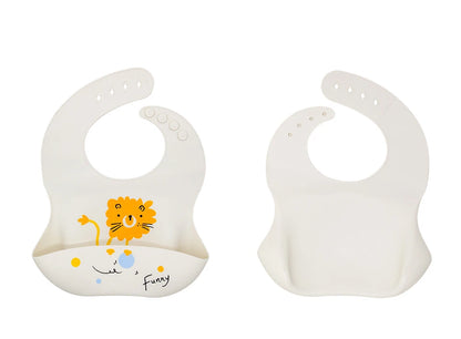 Waterproof Silicone Baby Bib – Soft, Adjustable & Cute Cartoon Design
