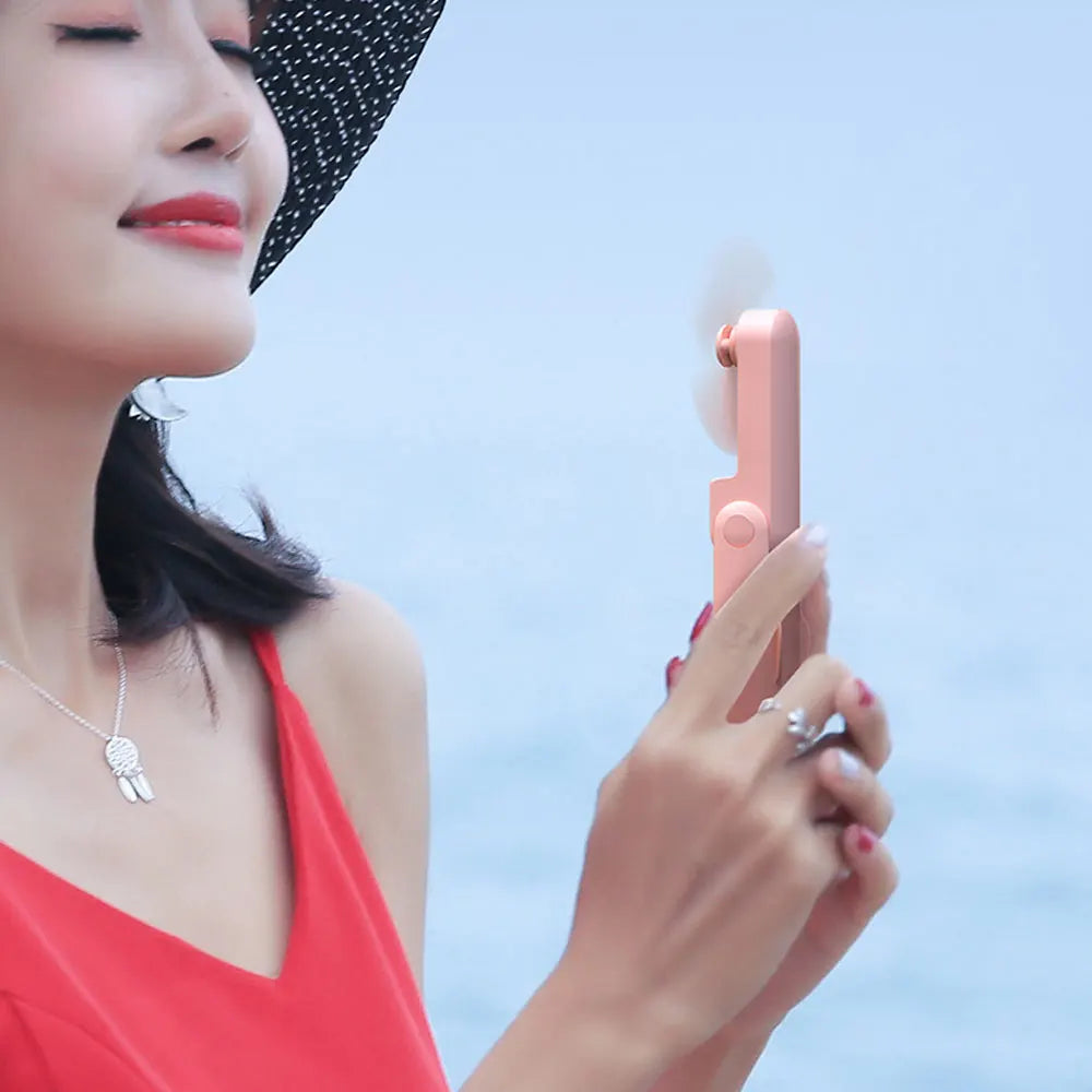 3-in-1 Portable Mini Handheld Fan – USB Rechargeable with Power Bank & Flashlight (4500mAh)