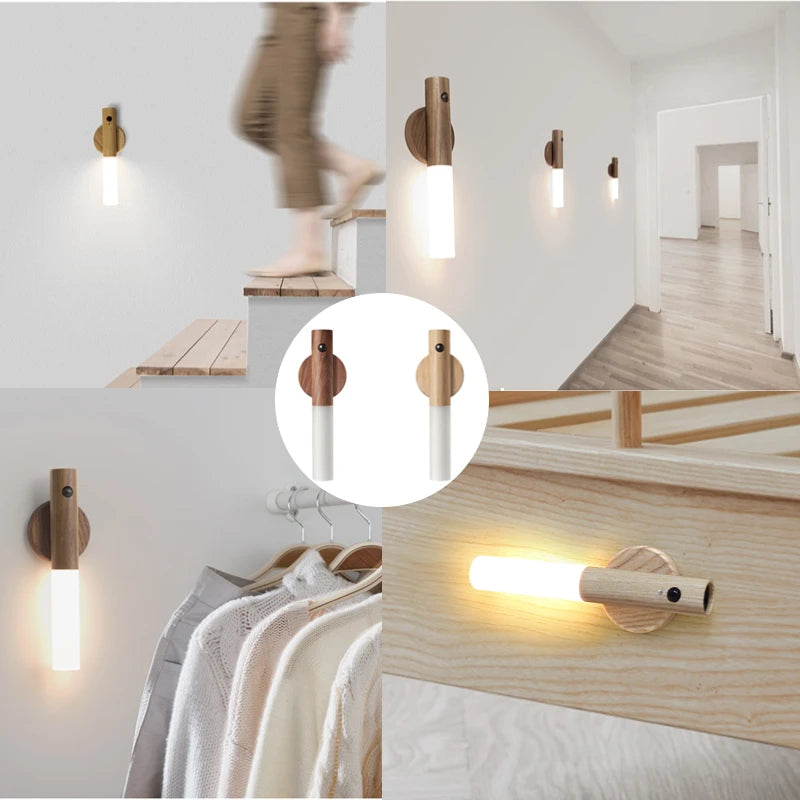 Motion Sensor LED Wooden Night Light – USB Powered