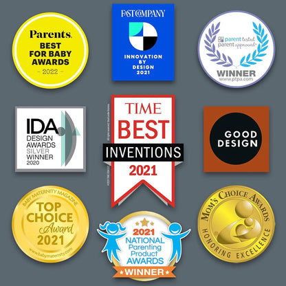 Hybrid Baby Bottle Gift Set with Glass Inside/Plastic Outside - Clear/Grey