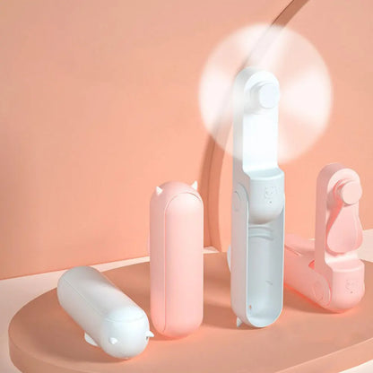 3-in-1 Portable Mini Handheld Fan – USB Rechargeable with Power Bank & Flashlight (4500mAh)